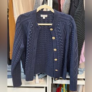 JCrew navy blue cardigan wool blend size M